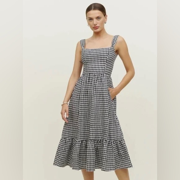 Reformation Dresses & Skirts - Reformation Bucatini Linen Dress - April check
